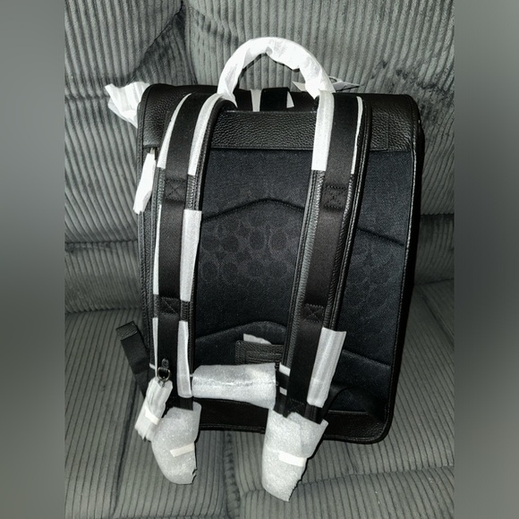 COACH Beck Roll Top Backpack in Pebble Leather, Black - Picture 2 of 3